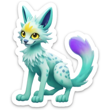 Epic Edgy Colorful ethereal eldritch Sergal-Serval-Fionbri full body sticker