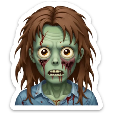 Zumbie hair Brown famele long hair  sticker