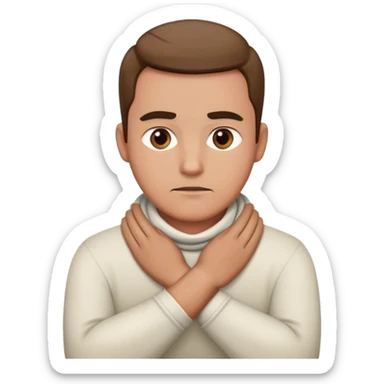 Guy with hands crossed around his neck sticker
