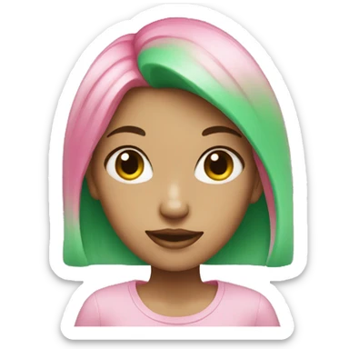 Girl with 4 eyes and green hair and pink skin tone sticker