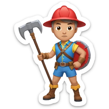 John Pork as a Fortnite character, colorful battle outfit, holding a pickaxe, dynamic pose sticker