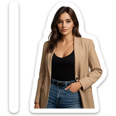 realistic attractive modern 18+ woman, wearing stylish clothes, neutral background sticker