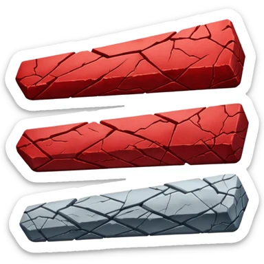 i want an hp bar for my discord bot which is text fight bot, i want a total of 3 emojis, left edge of hp bar, right edge of hp bar, middle of hp bar, i want the hp bar to look cracky and rocky like blood in rock sticker