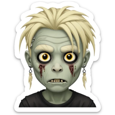 Grey pale skinned zombie boy with wrinkled skin and blond dreadlocks. Nose and ear piercings. Emo. sticker