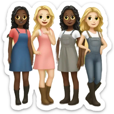 4 white girls on a farm sticker