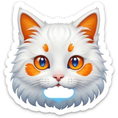 hazme un gato blanco con manchas naranjas y ojos azules sticker