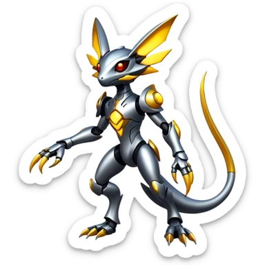 Modern Cyber Lombax-Fakémon-creature, full body sticker