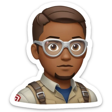 sam wilson with short hair, side-whiskers, and wear red-white safety glasses from  from captain america: civil war sticker