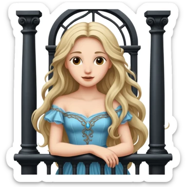 Juliet against the backdrop of a balcony sticker