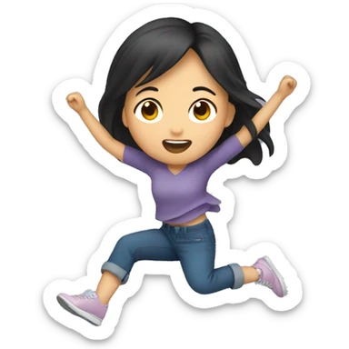 Asian girl falling sticker