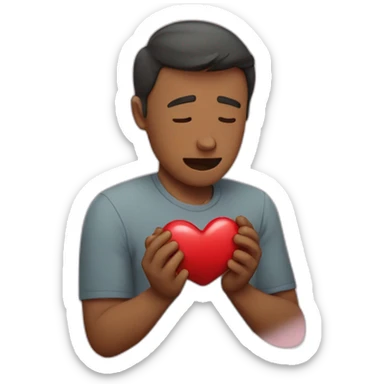 Man heart in hand crying  sticker