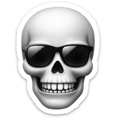 classic rock skull with sunglasses, black and white sticker