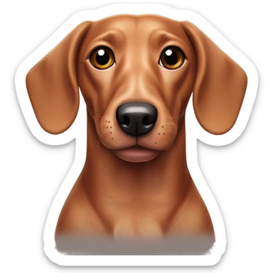 mixed breed dachshund labrador retriever dog with floppy ears, red and black hair, and a long tongue sticker