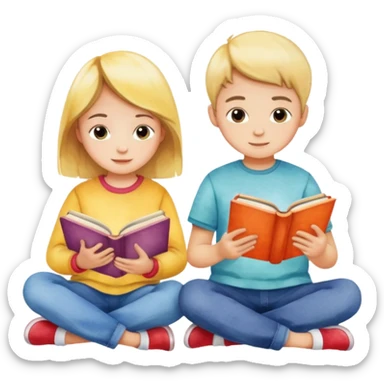 watercolor books and children  sticker