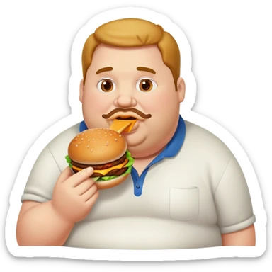 Fat guy eating a burger sticker
