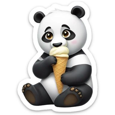 Panda eating ice cream sticker