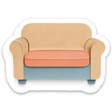 paper craft style sofa foam, layered paper look, soft colors sticker