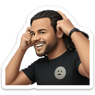 smiling man in black shirt sticker