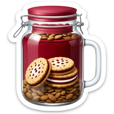 Haz un tarro de galletas y que en el interior contenga varias galletas Red Velvet con pepitas de chocolate blanco sticker