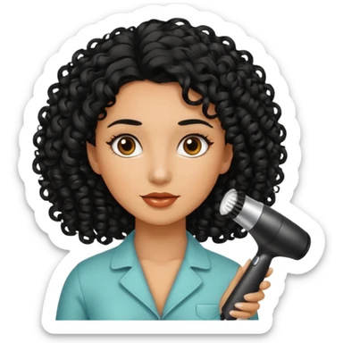 woman black hair hairdresser curls sticker