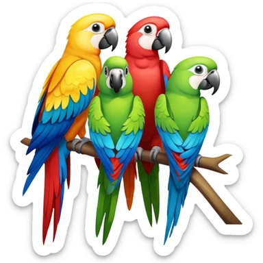 A parrots family  sticker