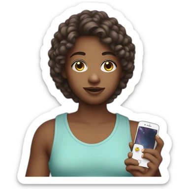 white teen content creator with phone in hand  sticker