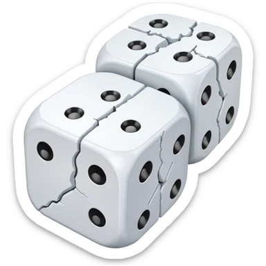 two dice but one is broken in half sticker
