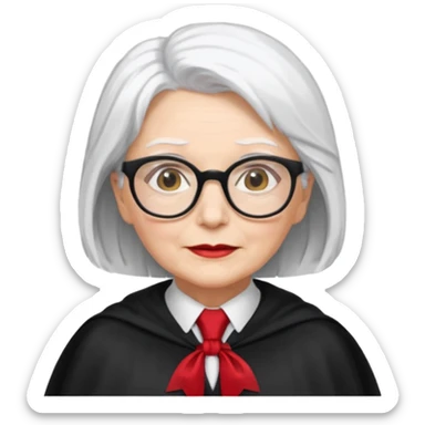 An older woman with glasses and white hair, in a red tie and black cape (might resemble Professor McGonagall). sticker