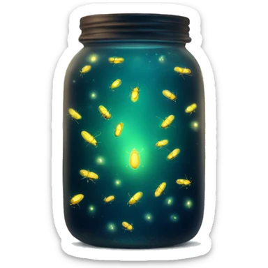 A glowing jar filled with fireflies sticker