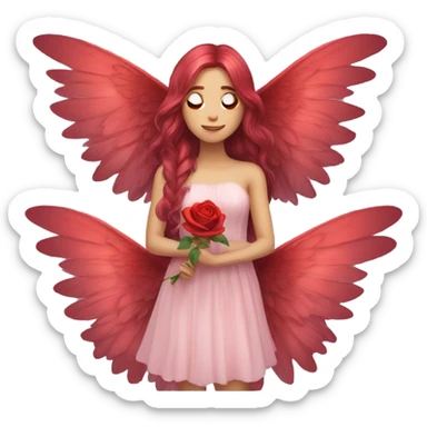 big wings, rose, Beautiful, fairy, red, long hair sticker