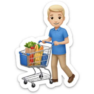 Pushing a shopping cart sticker