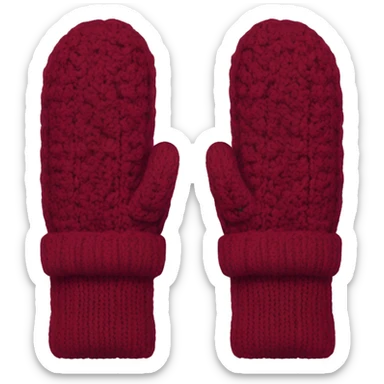 Knitted burgundy pair of mitten sticker