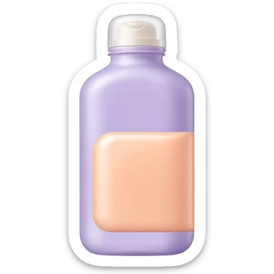 sleek plastic bottle with rounded flip-top cap, soft pastel tones lavender cream peach, smooth slightly curved bottle, creamy nourishing formula, no label, no hair, no extras, soft lighting, subtle shadows, emoji scale sticker