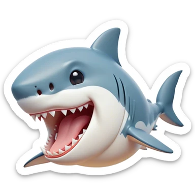 Cinematic Cute Yawning Great White Shark Portrait Emoji, Head tilted slightly with a dramatic, wide-open yawn, showcasing its robust, streamlined form with a slightly open mouth revealing powerful jaws and sleepy, half-closed eyes, Simplified yet irresistibly adorable features, highly detailed, glowing with a soft, cozy oceanic glow, high shine, relaxed yet expressive, stylized with a hint of whimsical aquatic ease, soft glowing outline, capturing the essence of a drowsy yet affectionate great white shark that appears ready to stretch and yawn its way out of the screen! sticker