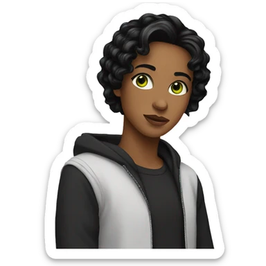 Tia Green eyes black Hair sticker