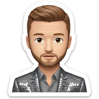 Justin Timberlake with light brown hair, grey sequin tour outfit  sticker