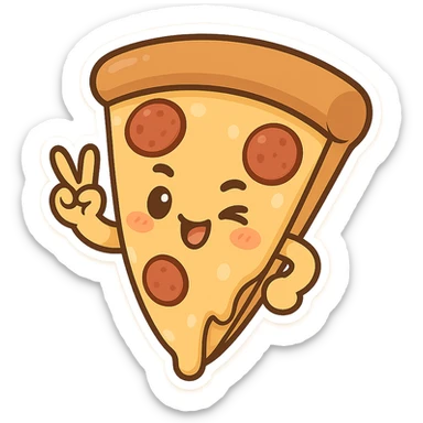 cheeky slice of pizza making a peace sign sticker