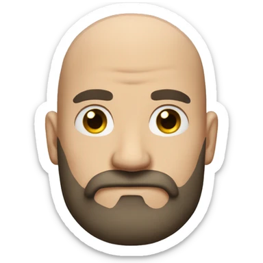 Bald man, full beard and mustache,  very muscular and hairy, semi  sticker