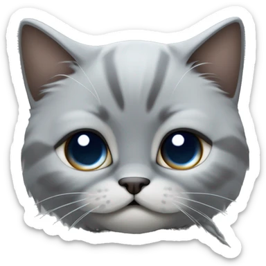 Un gato Scotish fold colorpoint con el lomo gris claro y la cara, las patas y la el rabo se van cambian gradualmente a un gris más oscuro. Ojos azules claro y cara simpática  sticker