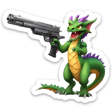Girl dragon with a gun sticker