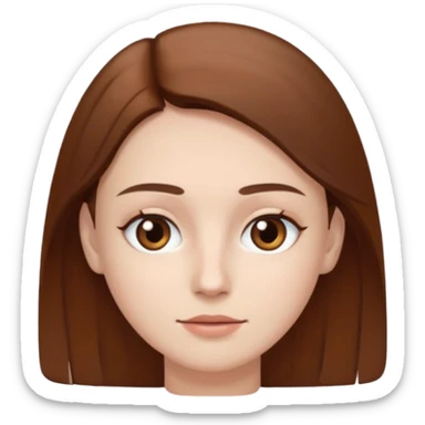white skin, brown hair, eyes, eyebrows and a thin square face sticker