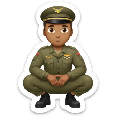 A black man squatting wearing army attire sticker