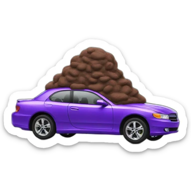 purple car with poop sticker