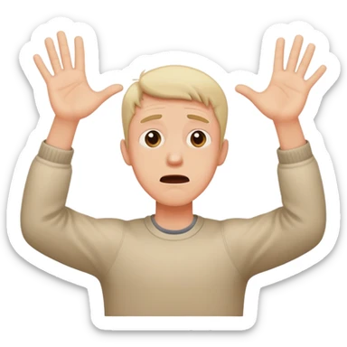 anxious man desperately begging with outstretched arms and pleading expression saying please don't leave me sticker