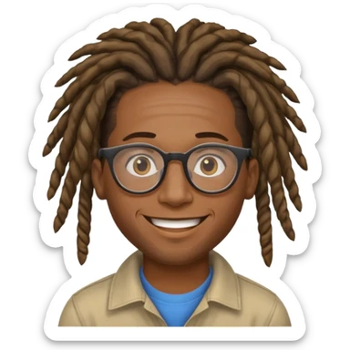 a black african guy with dreadlocks, wearing glasses and aura farming emoji sticker