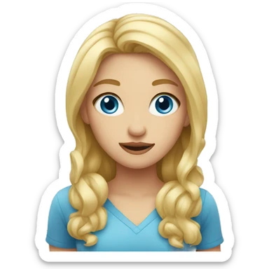 Girl with blonde hair and blue eyes shrugging sticker