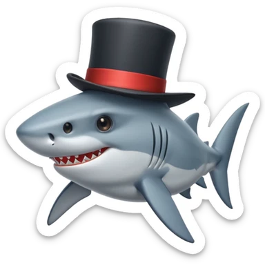 Shark with a top hat sticker
