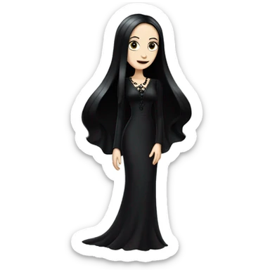 teen Morticia Addams,cute,showing off, show full body, accessories, dress  sticker