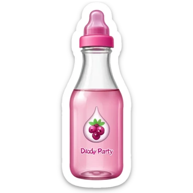 realistic baby oil style bottle pink cap pink logo clear bottle with berry logo with diddy party written and a berry on top bottle sticker