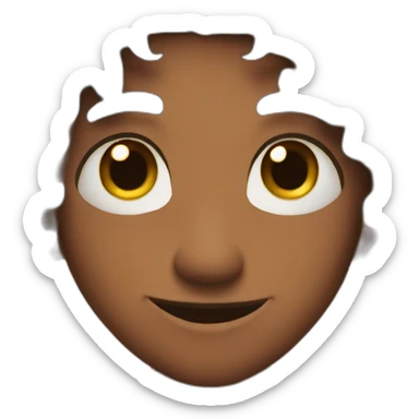 An imp,red skin,black hair,brown eyes,smile,brown horns sticker